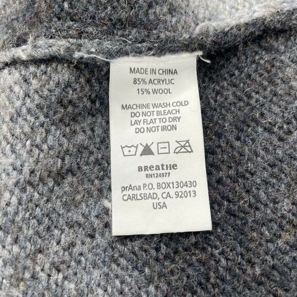 Prana Wool Blend Open Cardigan Black Gray Ombre XS - Picture 4 of 8